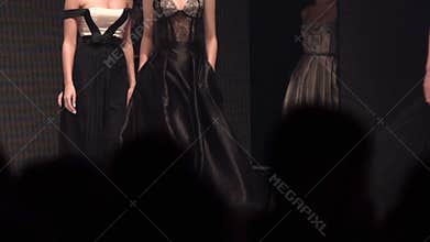 Slow motion x5. Fashion week models runway