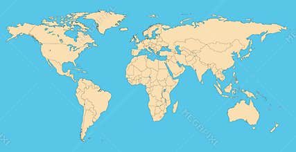 World map with countries borders.