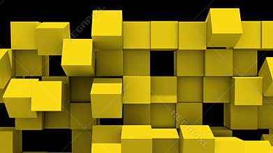 Yellow Wall of cubes falls apart