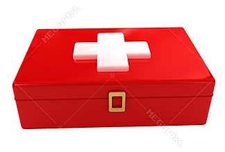 Red first aid box kit sign