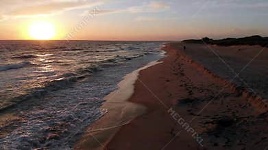 Aerial 4k Footage of Sunset at Miacomet beach, Nantucket