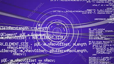Data and circles moving on purple background
