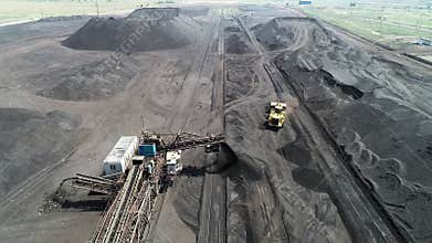 Coal mining open pit mine aerial black
