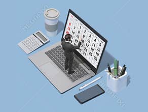 Business executive planning with a digital calendar