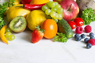 Fresh fruits  and yvegetables healthy life style food fitness concept
