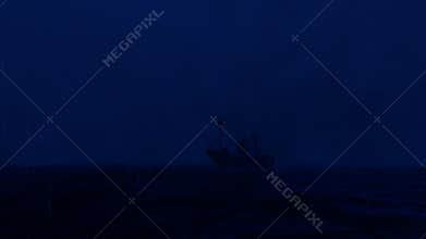 Rescue boat in stormy ocean 3d footage