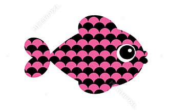 Pink fish logo on white background. Illustration design