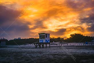 Sunset over Pinamar Beach in Argentina