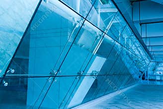 Glass entrance to modern building
