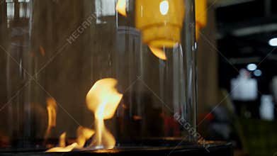 Modern bio fireplace with ethanol in cozy house interior.