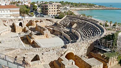 Roman amphitheatre in Tarragona, Costa Dorada, Catalonia, Spain