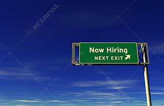 Now Hiring - Freeway Exit Sign