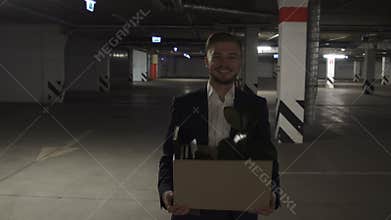 Crazy Happy Smiling Corporate Worker Leaving his Job and Gets Fired.