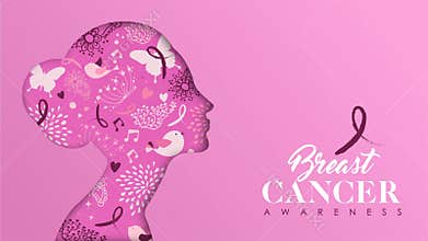 Breast Cancer Awareness woman ribbon animation