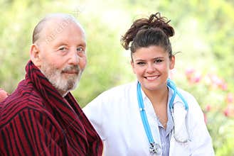 Senior with dr or nurse