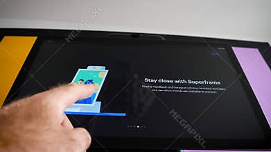 Man reading the FAQ on the new Facebook Portal