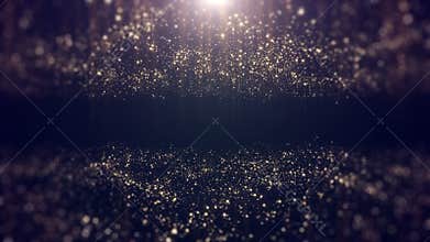 Gold particles and shiny lights elegant background looped with copy space