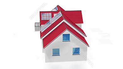 House with solar panels installed on a roof - 3D 4k animation