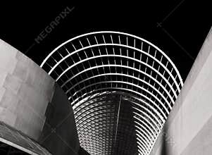 Urban black and white abstract silhouette, modern architecture