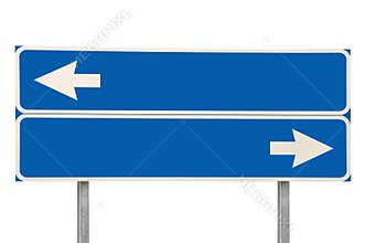 Crossroads Road Sign Two Arrow Blue Isolated