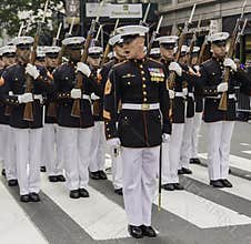 5th Ave, Manhattan, New York, USA - November 11, 2019: 100th Centennial Annual Veteran Day Parade