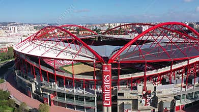 Aerial view over Benfica Lisbon soccer stadium - CITY OF LISBON, PORTUGAL - NOVEMBER 5, 2019