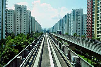 LRT train railings with apartments