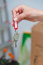 Key of a house move. Tenant