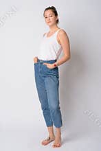 Full body shot of young beautiful woman