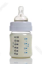 Milk in baby bottle