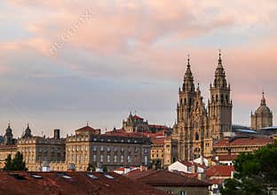 View of Cathedral of Santiago de Compostela from Alameda Park