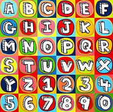 Colorful Alphabet Letters and Numbers