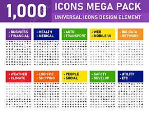 Vector illustration of 1000 icons pack for business