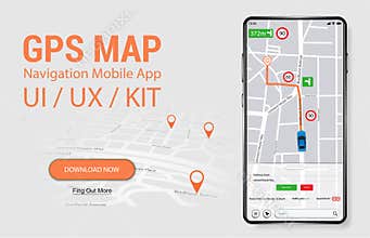 Map GPS Navigation Smartphone App Screen