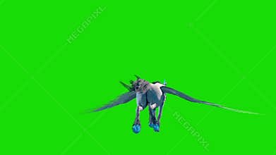 Unicorn Pegasus Winged Horse Flies Back Green Screen 3D Rendering Animation