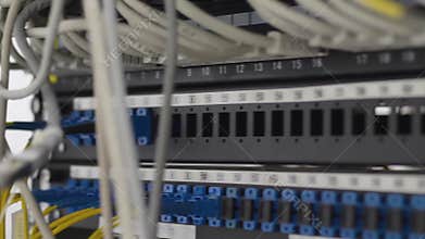 Network Server Room, Panel, Switch and Patch Cord Cable for Servers High Performance Computers