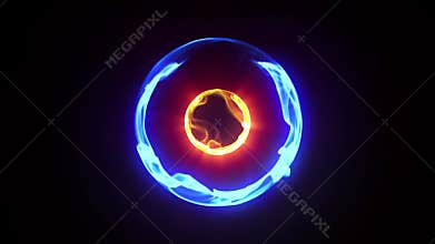 Blue Energy Plasma Ball Nucleus Loop Alpha Matte 3D Renderings Animations
