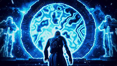 3D Blue Epic Portal to Next Dimension VJ Loop Background