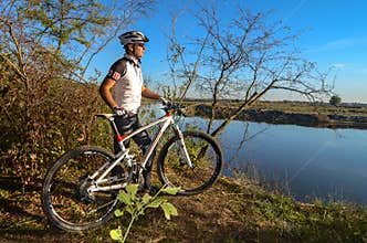 Mountain biker at the river