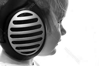 Child in headphones