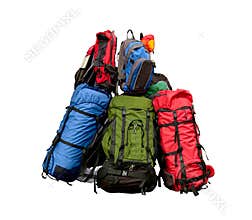 Pile of backpacks