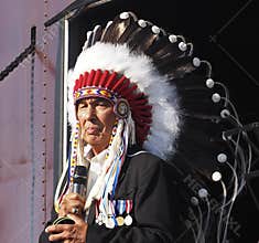 Aboriginal Chief Addressing People In Edmonton Alberta
