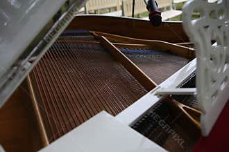 Grand piano white vintage outside music classic