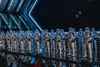 Storm Troopers in Star Wars: Galaxy’s Edge Attraction in Disneyland