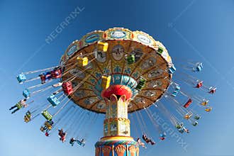 Swing rides at the amusement park