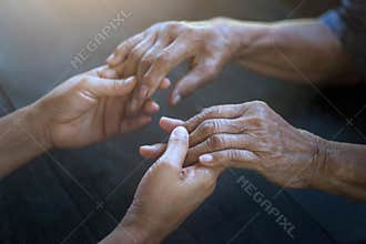 Alzheimer and parkinson concept, Memory loss due to dementia, Elderly women patient with physician nurse in home care