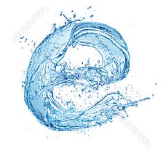 Water splash letter e italic type