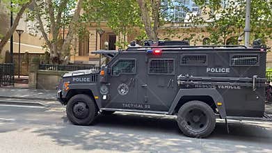 New South Wales Australian Police rescue vehicle on the street.