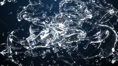 4K. Collision Of Two Water Streams. Slow Motion.