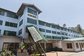 Nuwara, Sri Lanka: 03/20/2019: Glen Loch tea plantation factory  - exterior facade